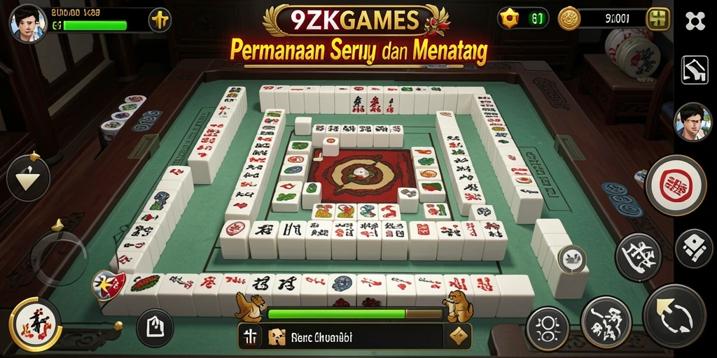 Screenshot 9ZKGAMES menampilkan gameplay Mahjong yang menantang dan menyenangkan.