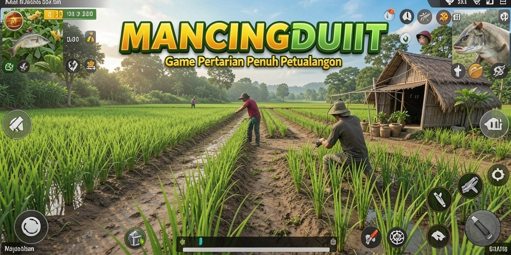 Gameplay seru MANCINGDUIT dengan aktivitas bertani dan memancing.