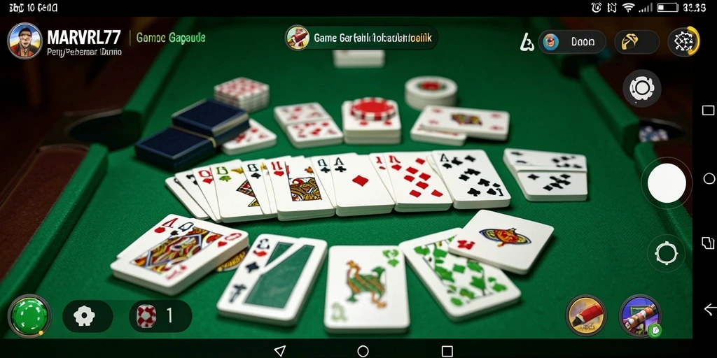 Screenshot MARVRL77 menampilkan gameplay Gaple yang seru dan interaktif.