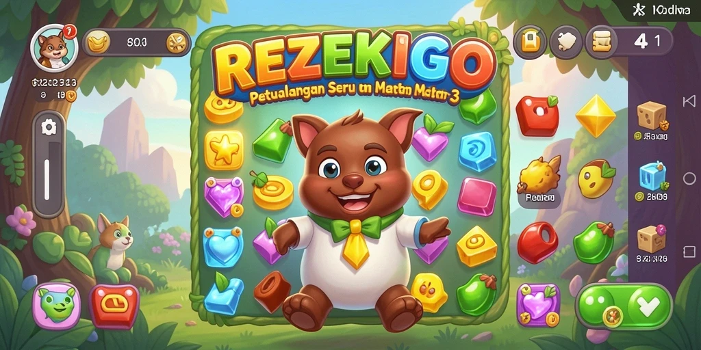 Tampilan gameplay Match-3 yang seru dan menantang di REZEKIGO.